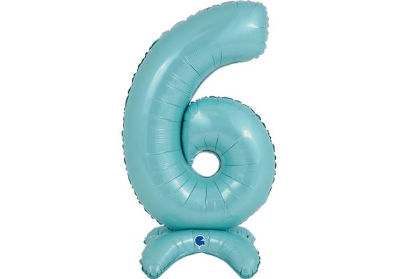 betallic Air Ballon Zahl 6 hellblau 63 cm