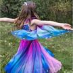 Blaues Schmetterlings-Twirl-Kleid mit Flügeln und Stirnband | Bild 3
