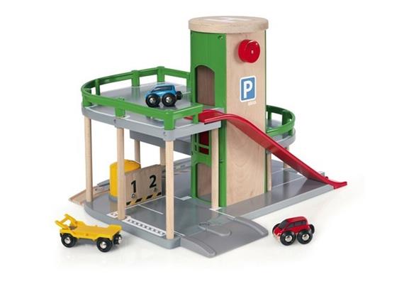 Parkgarage und Parkhaus für Kinder mit 8 Spielzeugautos und Spielstraße