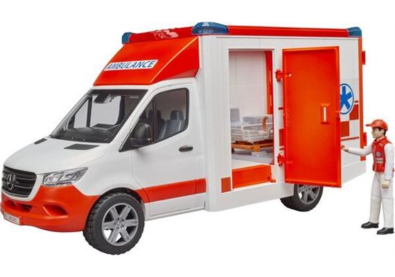 Bruder 02676 MB Sprinter Ambulanz mit Fahrer und Light + Sound Modul