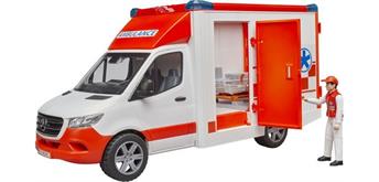 Bruder 02676 MB Sprinter Ambulanz mit Fahrer und Light + Sound Modul