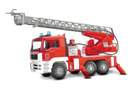 Bruder 02771 MAN Feuerwehr mit Drehleiter, Licht und Sound