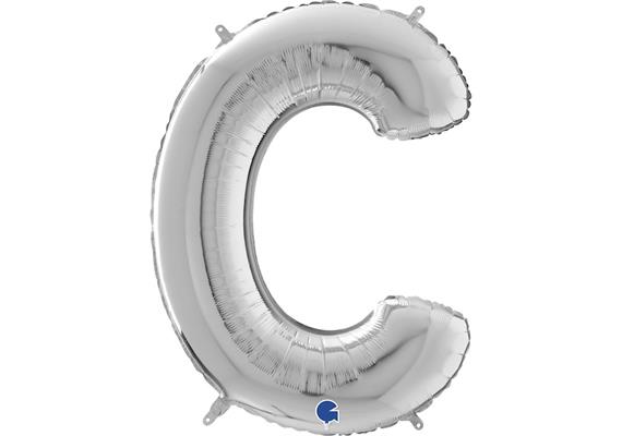 Buchstaben-Folienballon - C in silber ohne Füllung