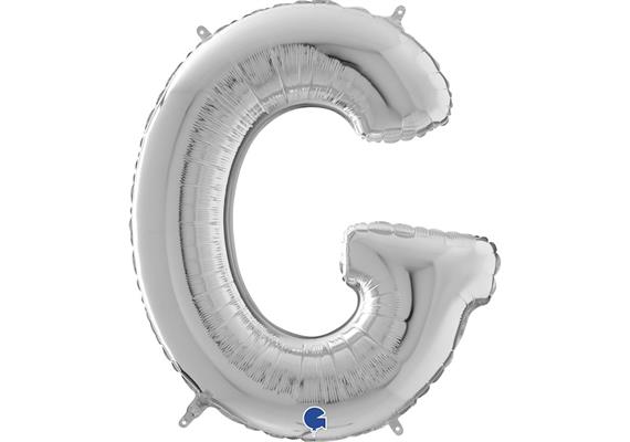 Buchstaben-Folienballon - G in silber ohne Füllung