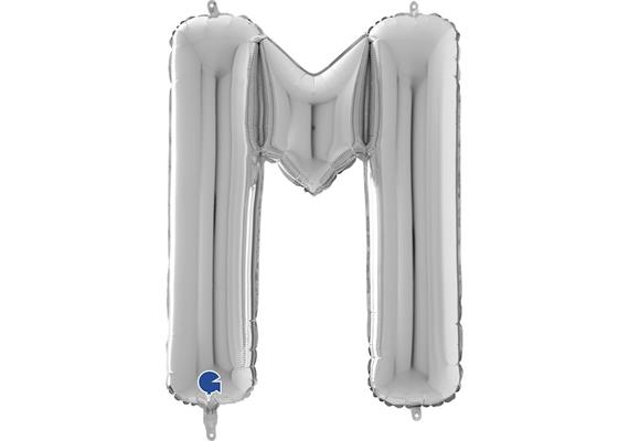 Buchstaben-Folienballon - M in silber ohne Füllung
