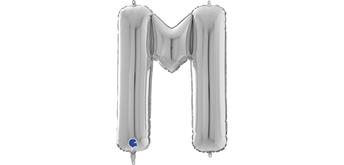 Buchstaben-Folienballon - M in silber ohne Füllung