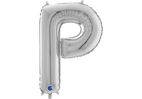 Buchstaben-Folienballon - P in silber ohne Füllung