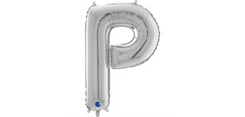 Buchstaben-Folienballon - P in silber ohne Füllung
