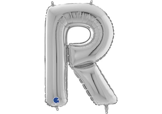 Buchstaben-Folienballon - R in silber ohne Füllung