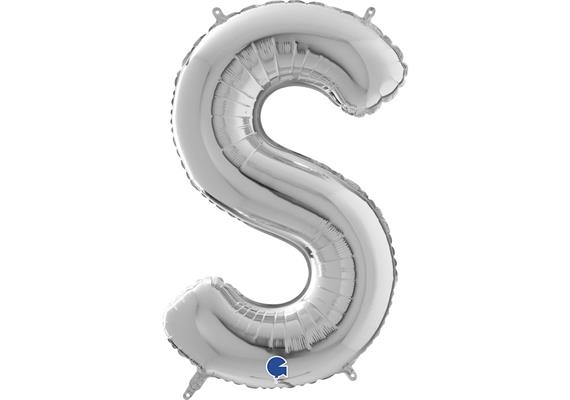 Buchstaben-Folienballon - S in silber ohne Füllung