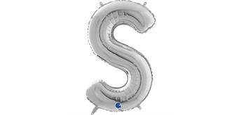 Buchstaben-Folienballon - S in silber ohne Füllung