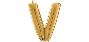 Buchstaben-Folienballon - V in gold ohne Füllung