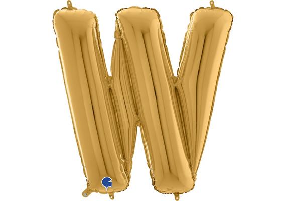 Buchstaben-Folienballon - W in gold ohne Füllung