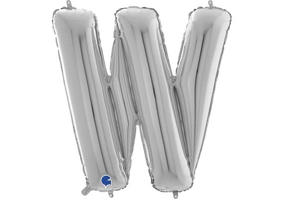Buchstaben-Folienballon - W in silber ohne Füllung
