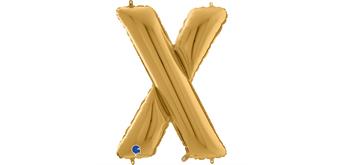Buchstaben-Folienballon - X in gold ohne Füllung