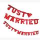 Buchstaben-Kette "Just married" rot, 170 cm