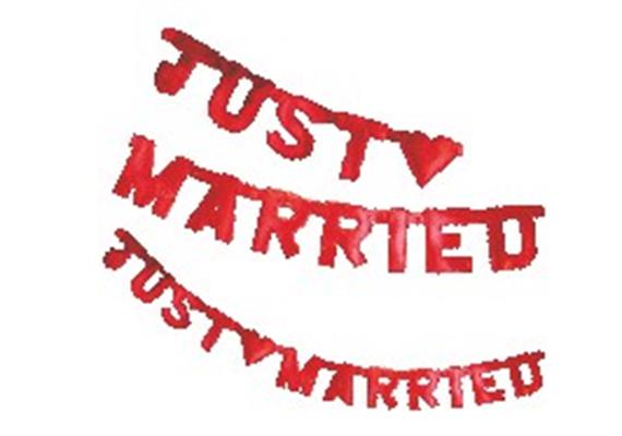 Buchstaben-Kette "Just married" rot, 170 cm
