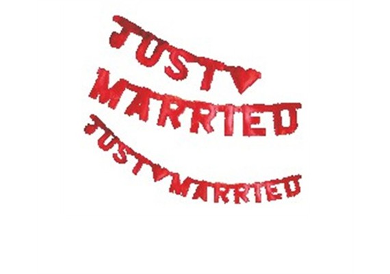 Buchstaben-Kette "Just married" rot, 170 cm