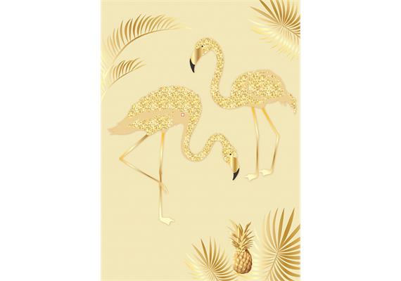 Card Group Mini Karte golden Flamingos