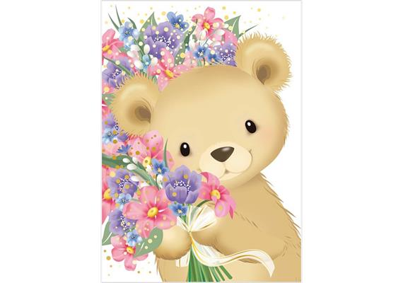 Card Group Mini Karte Teddy with Flowers