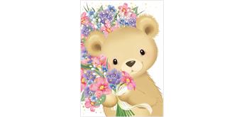 Card Group Mini Karte Teddy with Flowers