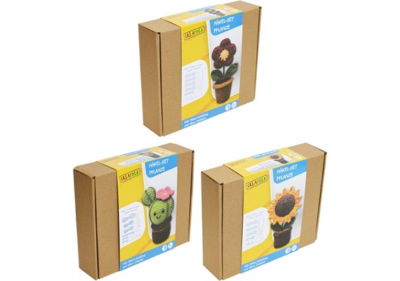 Creathek 63521655 Pflanzen Häkel-Set 3-fach sortiert, 1 Stück