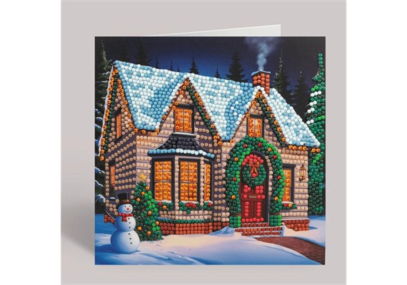 Crystal Art Card Christmas Cottage 18 x 18 cm