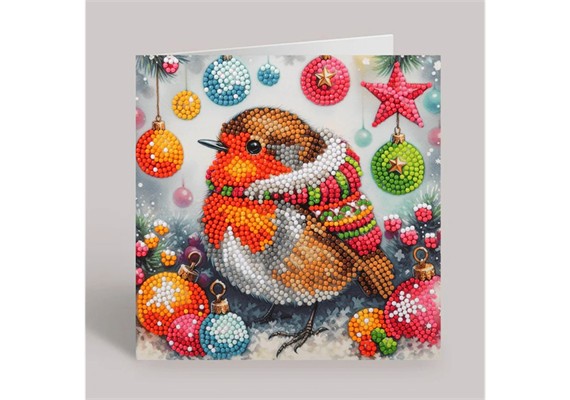 Crystal Art Card Festive Robin 18 x 18 cm