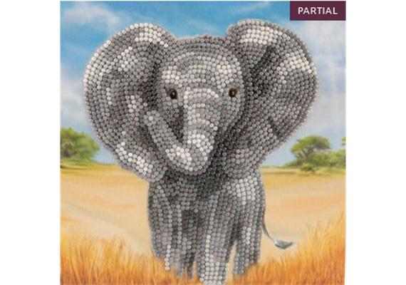 Crystal Art Card Kit Baby Elephant 18 x 18 cm