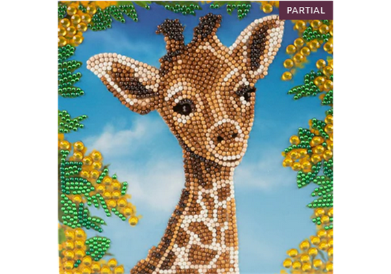 Crystal Art Card Kit Baby Giraffe 18 x 18 cm