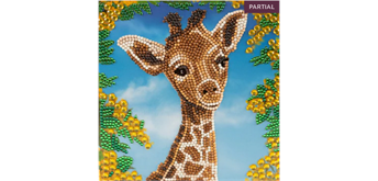 Crystal Art Card Kit Baby Giraffe 18 x 18 cm