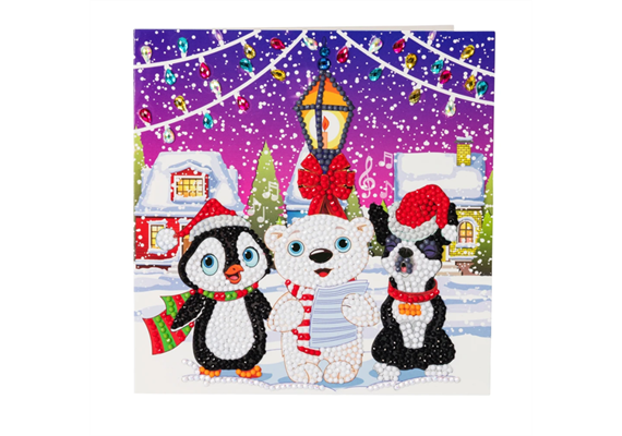 Crystal Art Card Kit "Carol Singers" 18 x 18 cm