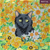 Crystal Art Card Kit Cat Among the Flowers 18 x 18 cm