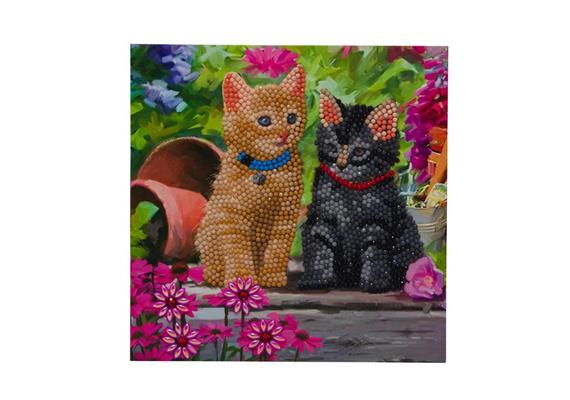 Crystal Art Card Kit "Cat Friends" 18 x 18 cm