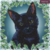 Crystal Art Card Kit Christmas Cat 18 x 18 cm