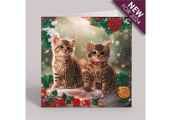 Crystal Art Card Kit Christmas Kittens 18 x 18 cm