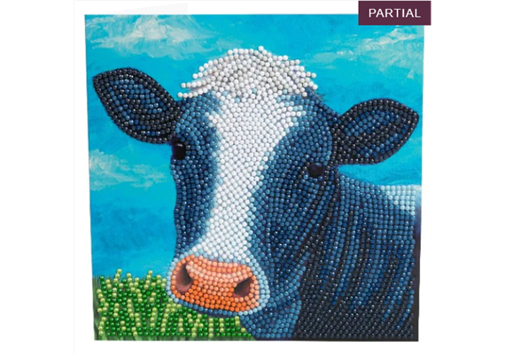 Crystal Art Card Kit Cute Cow 18 x 18 cm