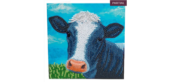 Crystal Art Card Kit Cute Cow 18 x 18 cm