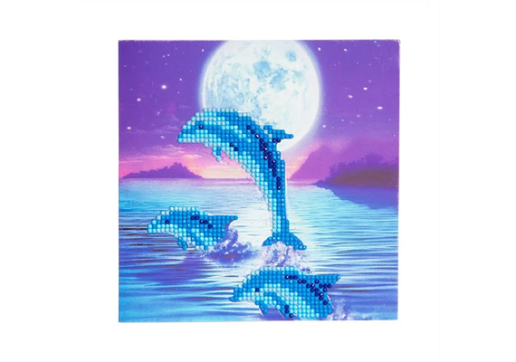 Crystal Art Card Kit "Dolphin Pod" 18 x 18 cm