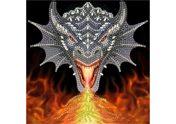Crystal Art Card Kit "Dragon Fire Head" 18 x 18 cm