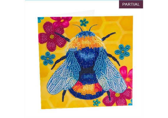 Crystal Art Card Kit Floral Bumblebee 18 x 18 cm