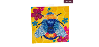 Crystal Art Card Kit Floral Bumblebee 18 x 18 cm