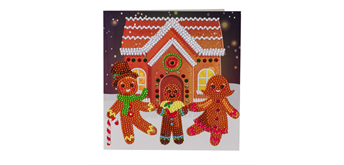 Crystal Art Card Kit "Gingerbread Family" 18 x 18 cm