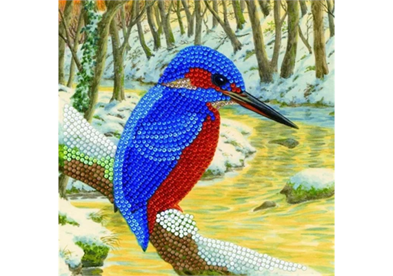 Crystal Art Card Kit "Kingfisher" 18 x 18 cm