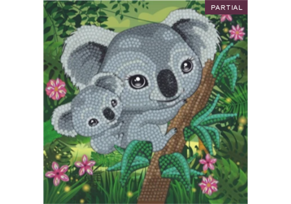 Crystal Art Card Kit "Koala Hugs" 18 x 18 cm