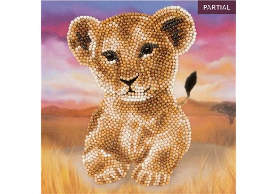 Crystal Art Card Kit Lion Cub 18 x 18 cm