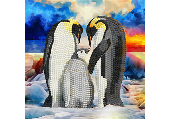 Crystal Art Card Kit "Penguin Family" 18 x 18 cm