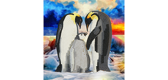 Crystal Art Card Kit "Penguin Family" 18 x 18 cm