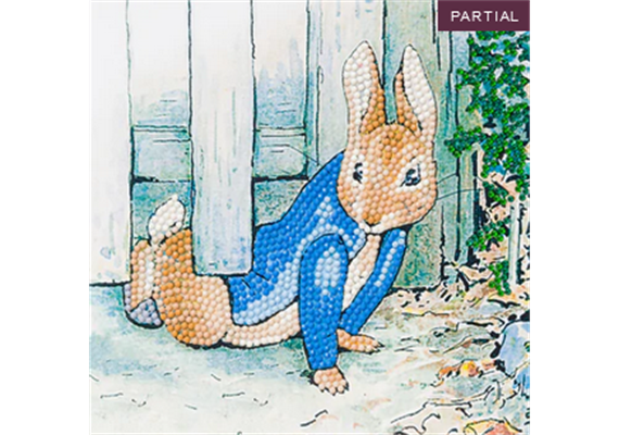 Crystal Art Card Kit Peter Rabbit Under the Fence 18 x 18 cm