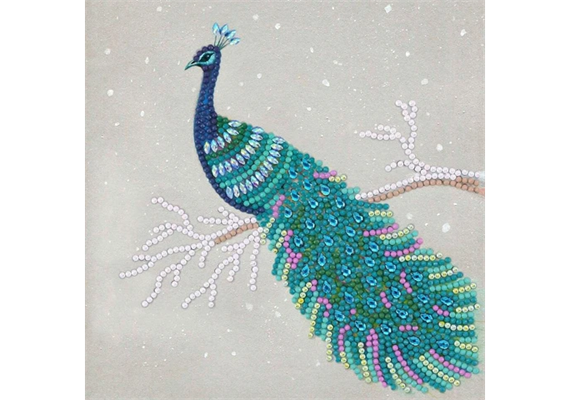 Crystal Art Card Kit "Pretty Peacock" 18 x 18 cm